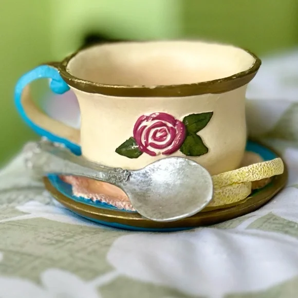 VTG Dainty 3D Still Life Cottagecore Tea With Lemon & Sugar Cubes Home Decor Art - Picture 8 of 12